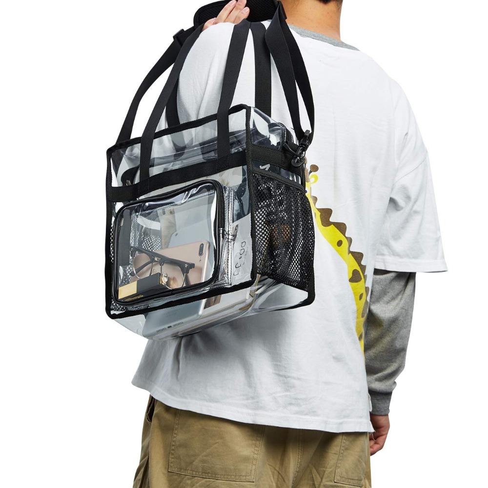 Women Bags Dkny - กระเป๋าใสแบบสะพายข้าง ทนทาน ทำจากพลาสติกใส มีช่องซิป ผ่านการตรวจสอบความปลอดภัยสนามกีฬาได้อย่างรวดเร็ว เหมาะสำหรับผู้หญิง