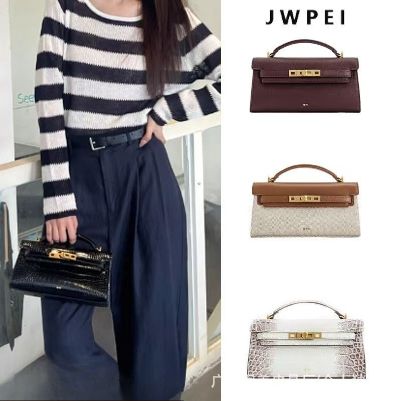 Top Handle Structured - กระเป๋าถือหนังลายจระเข้ JW PEI Noor สำหรับผู้หญิง กระเป๋าสะพายข้างขนาดเล็ก