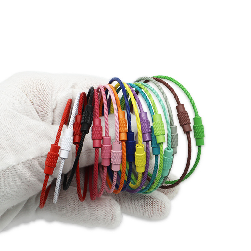 Circle Round Bag - พวงกุญแจสแตนเลส 10 ชิ้น แบบวงกลม เชือกคล้อง สายเคเบิล