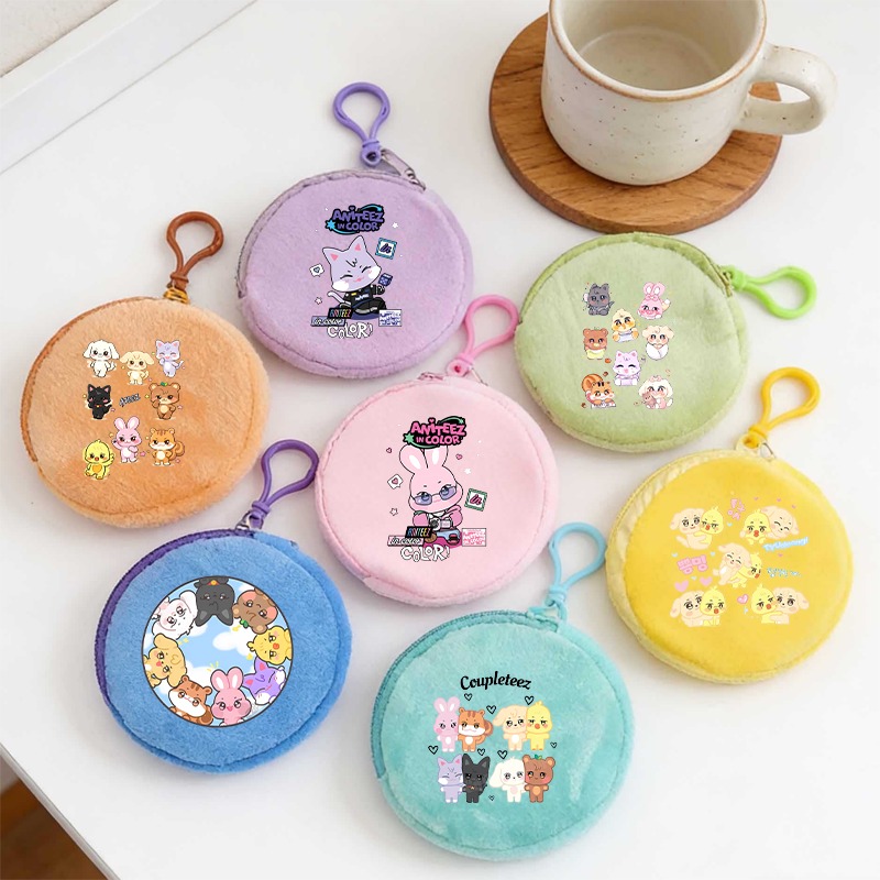 Women Bags Mini - กระเป๋าใส่เหรียญพวงกุญแจลายการ์ตูนอนิเมะ Kpop ATEEZ สำหรับผู้หญิงผู้ชาย แฟชั่นกลางแจ้ง กระเป๋าใบเล็ก