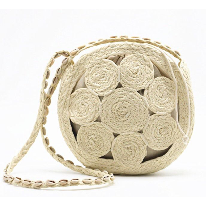 Circle Round Bag - ผู้หญิงห้องพักช่วงวันหยุด 2024 Handทอกระเป๋าสะพายฤดูร้อนShell Beach Totes BohoวงกลมบาหลีรอบหวายฟางCrossbodyกระเป๋าถือ