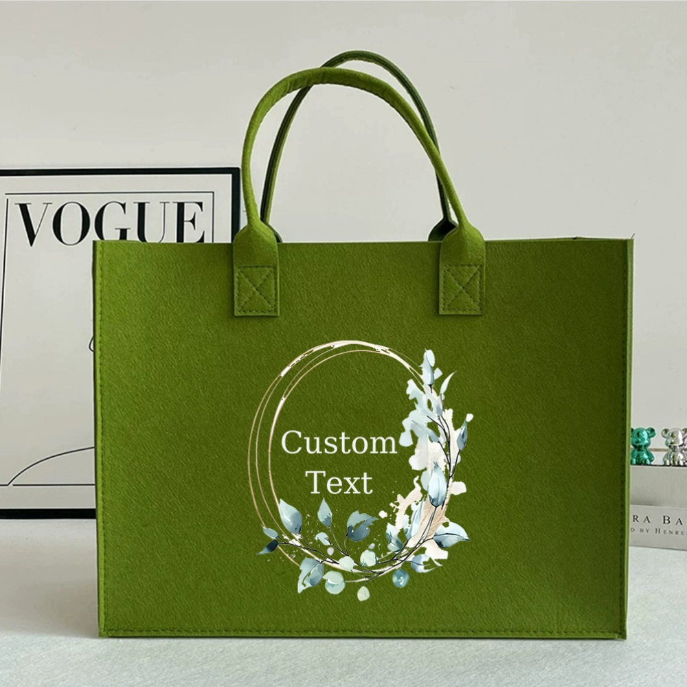 Women Bags Name - กระเป๋าโท้ทลำลองแบบมีชื่อสั่งทำได้, กระเป๋าถือสตรีผ้าสักหลาดความจุขนาดใหญ่, กระเป๋าสะพายไหล่ - กระเป๋าสะพายข้างสำหรับเดินทาง กระเป๋าใส่ของช้อปปิ้ง