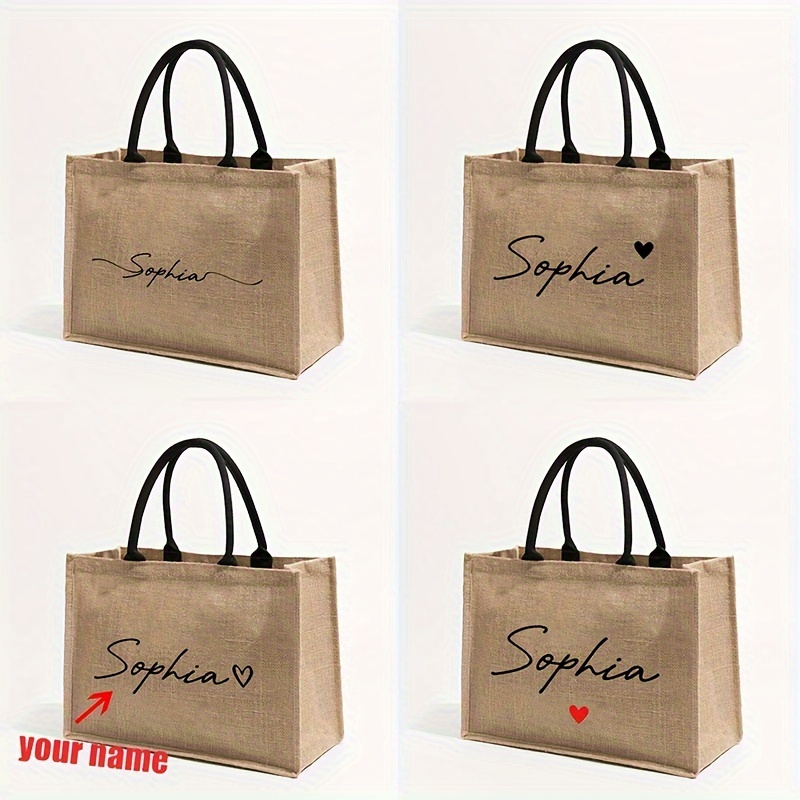 Women Bags Name - กระเป๋าชายหาดแบบกำหนดเองได้ พร้อมชื่อและลายตามสั่ง ของขวัญกระเป๋าโท้ทปักชื่อย่อสำหรับผู้หญิง กระเป๋าสำหรับใส่ของใช้ส่วนตัวสำหรับการเดินทางของผู้หญิง