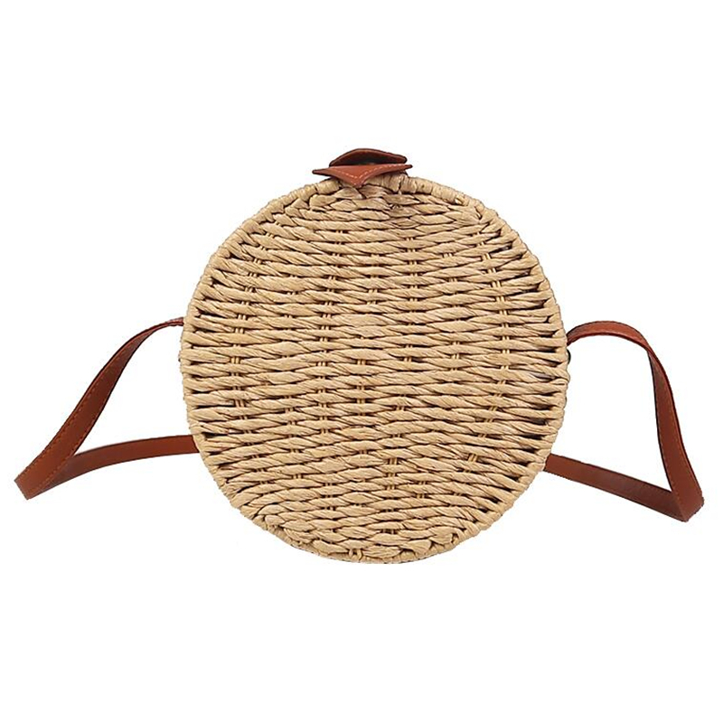 Circle Round Bag - ผู้หญิงฤดูร้อนกระเป๋าหวายรอบฟางไหล่กระเป๋า Handmade Beach Crossbody กระเป๋าสําหรับสุภาพสตรีวงกลมกระเป๋าถือโบฮีเมีย Travel