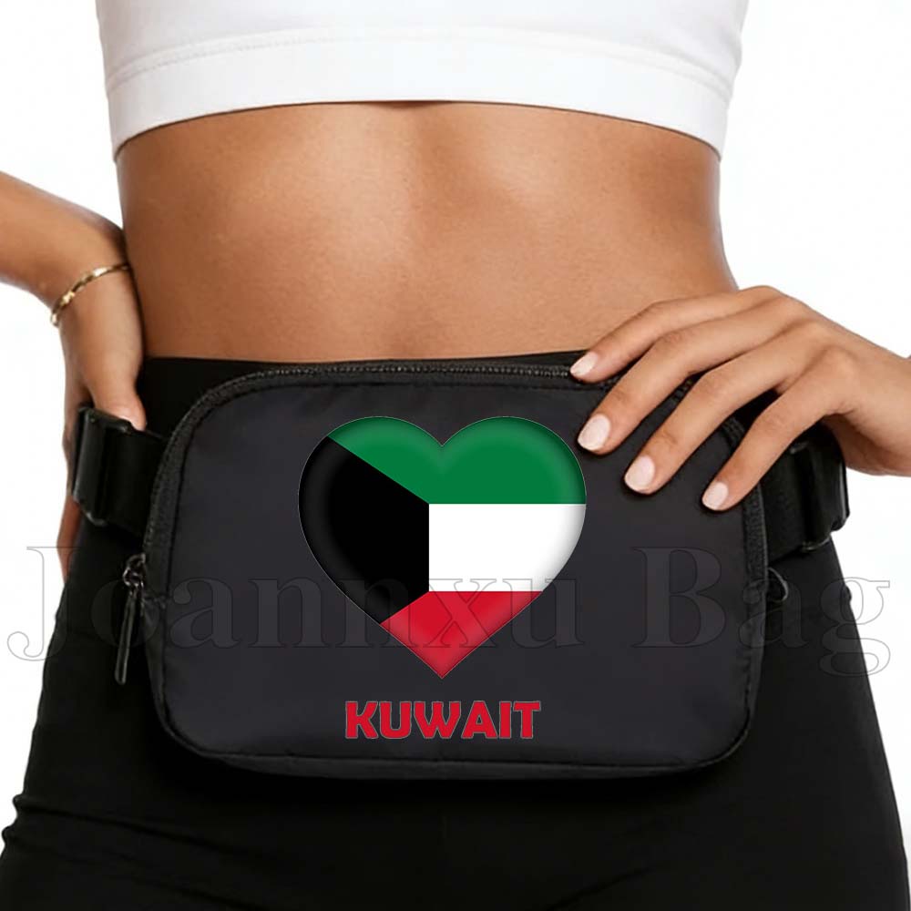 Women Bags Kuwait - กระเป๋าคาดเอวแบบมีสายรัดสำหรับใส่โทรศัพท์มือถือ ลายธงชาติกูเวต สำหรับผู้ชายและผู้หญิง กระเป๋าอเนกประสงค์ความจุขนาดใหญ่ กระเป๋าคาดเอวสำหรับเล่นกีฬา