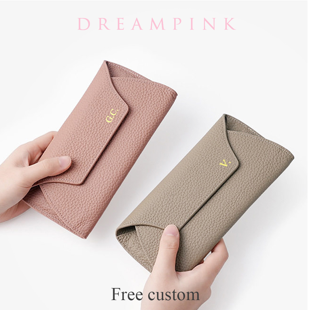 Women Bags Name - กระเป๋าสตางค์แบบยาวสำหรับผู้หญิง หนังแท้ สลักชื่อได้ ใส่บัตร ใส่โทรศัพท์ ของขวัญ