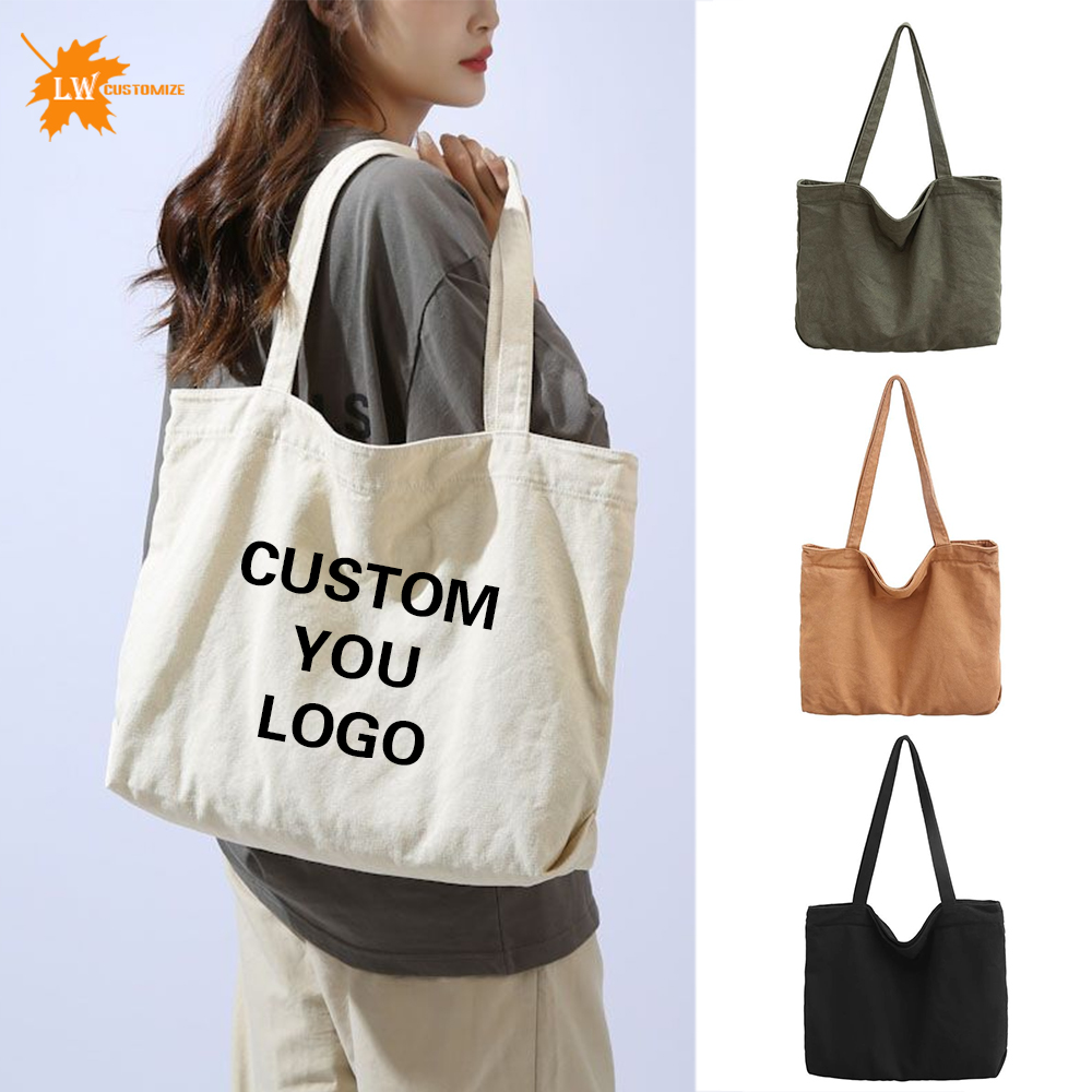 Women Bags Name - กระเป๋าโท้ทโลโก้แบบกำหนดเอง กระเป๋าถือผ้าแคนวาสสำหรับผู้หญิง ความจุขนาดใหญ่ กระเป๋าสำหรับวันหยุดสุดสัปดาห์ พิมพ์ลายชื่อ