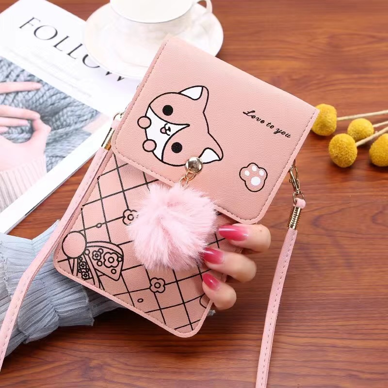 Women Bags Mini - กระเป๋าใส่โทรศัพท์หน้าจอสัมผัสลายการ์ตูนน่ารักสำหรับผู้หญิง - กระเป๋าสะพายข้างแบบใสบางเฉียบกระเป๋าสะพายไหล่ขนาดเล็กกระเป๋าสตางค์
