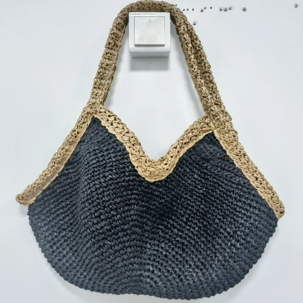 Woven Straw Bag - กระเป๋าถือสานมือใหม่ล่าสุดสำหรับฤดูร้อน ขนาดใหญ่ จุของได้เยอะ เหมาะสำหรับไปเที่ยวทะเล กระเป๋าสะพายไหล่แฟชั่นอเนกประสงค์สำหรับผู้หญิง กระเป๋าใส่ทราย