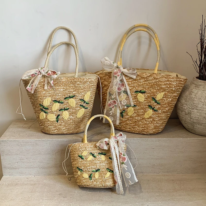 ขนาดใหญ่ความจุกระเป๋าสะพายชายห - Woven Straw Bag บทวิจารณ์และราคา