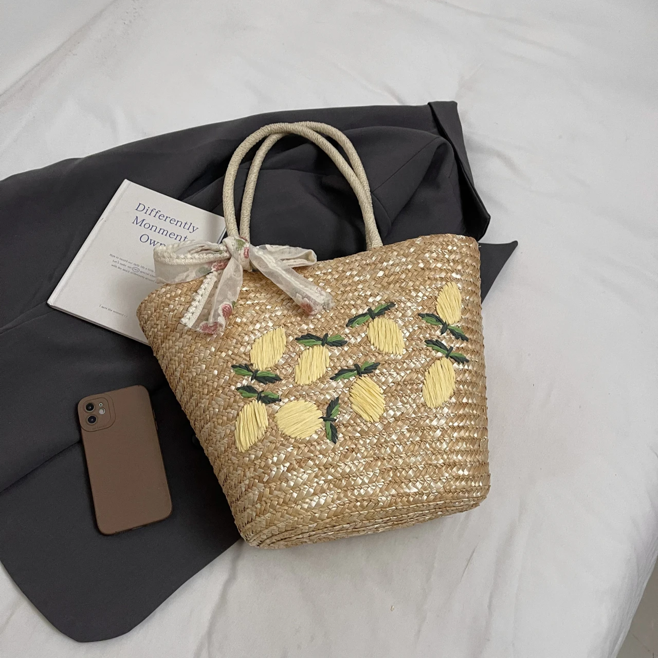 ขนาดใหญ่ความจุกระเป๋าสะพายชายห - Woven Straw Bag บทวิจารณ์และราคา