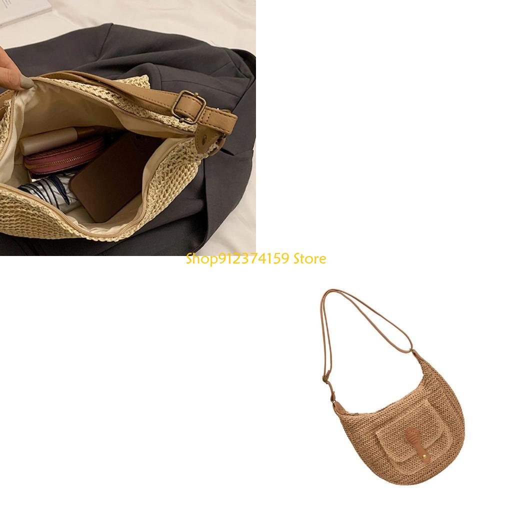 G5AEผู้หญิงฟางกระเป๋าชายหาดCro - Woven Straw Bag บทวิจารณ์และราคา