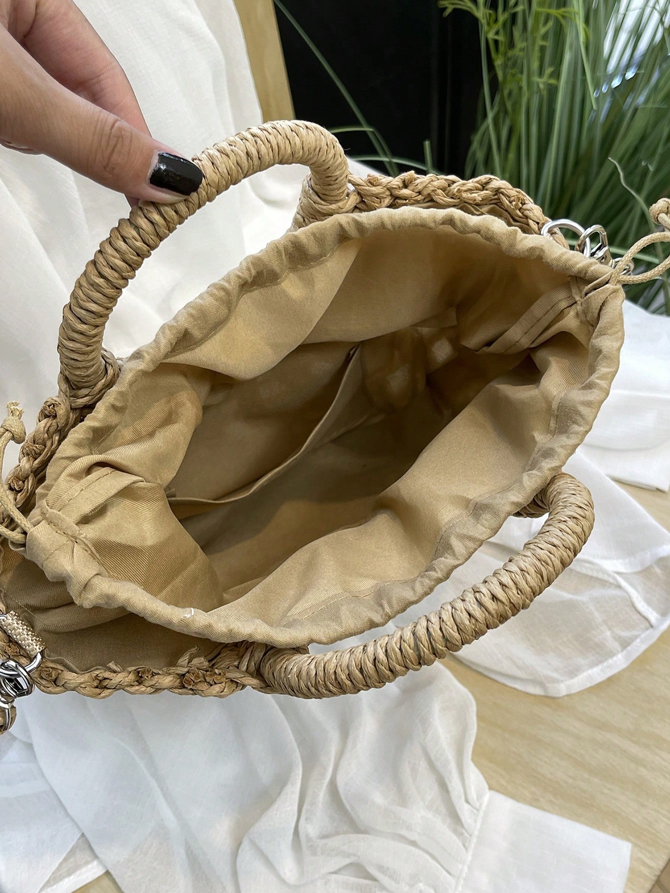 กระเป๋าถือทรงครึ่งวงกลวง 1 ชิ้ - Woven Straw Bag บทวิจารณ์และราคา