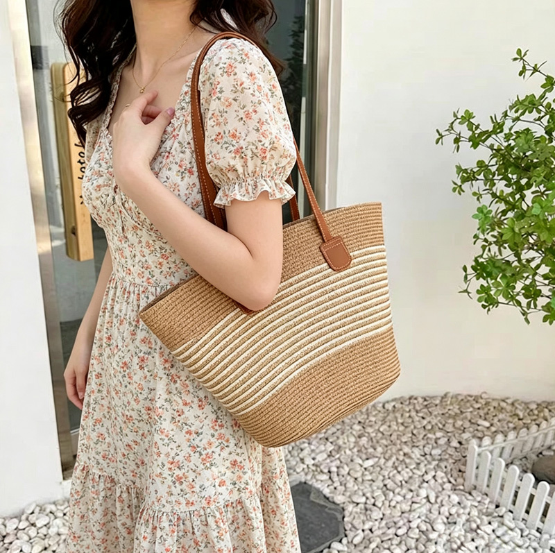 CLAREGQI กระเป๋าโท้ทลายทางสำหร - Woven Straw Bag บทวิจารณ์และราคา