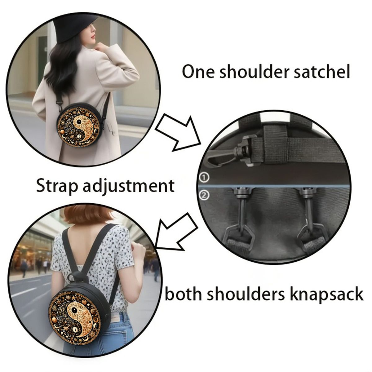 กระเป๋าสะพายข้างทรงกลมลายแปดเห - Circle Round Bag บทวิจารณ์และราคา