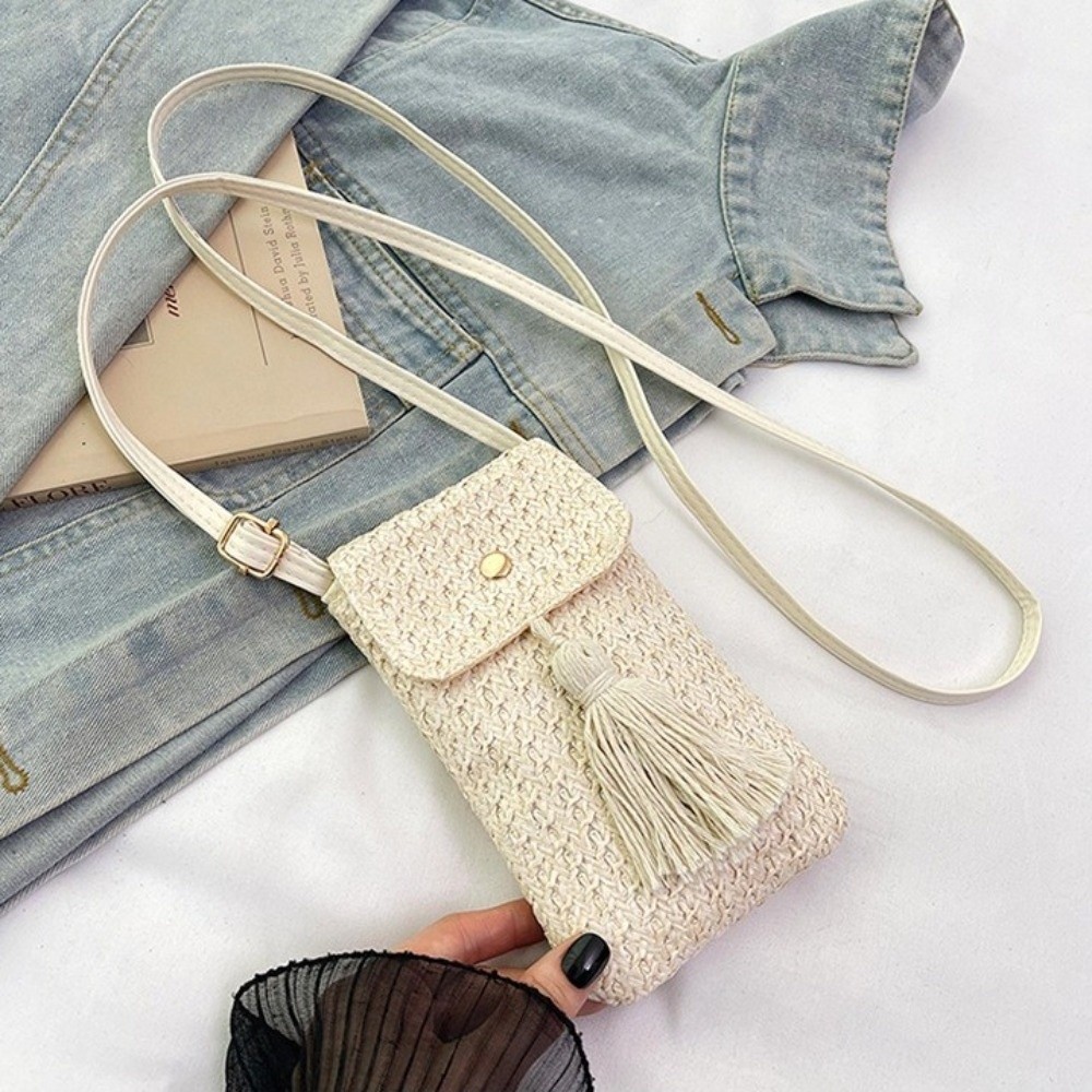 กระเป๋าถือสานฟางแบบพกพา พู่ห้อ - Woven Straw Bag บทวิจารณ์และราคา