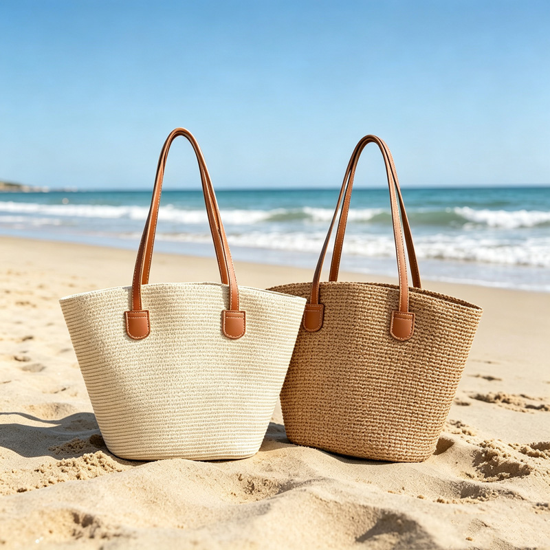 CLAREGQI กระเป๋าโท้ทสานสีพื้นส - Woven Straw Bag บทวิจารณ์และราคา