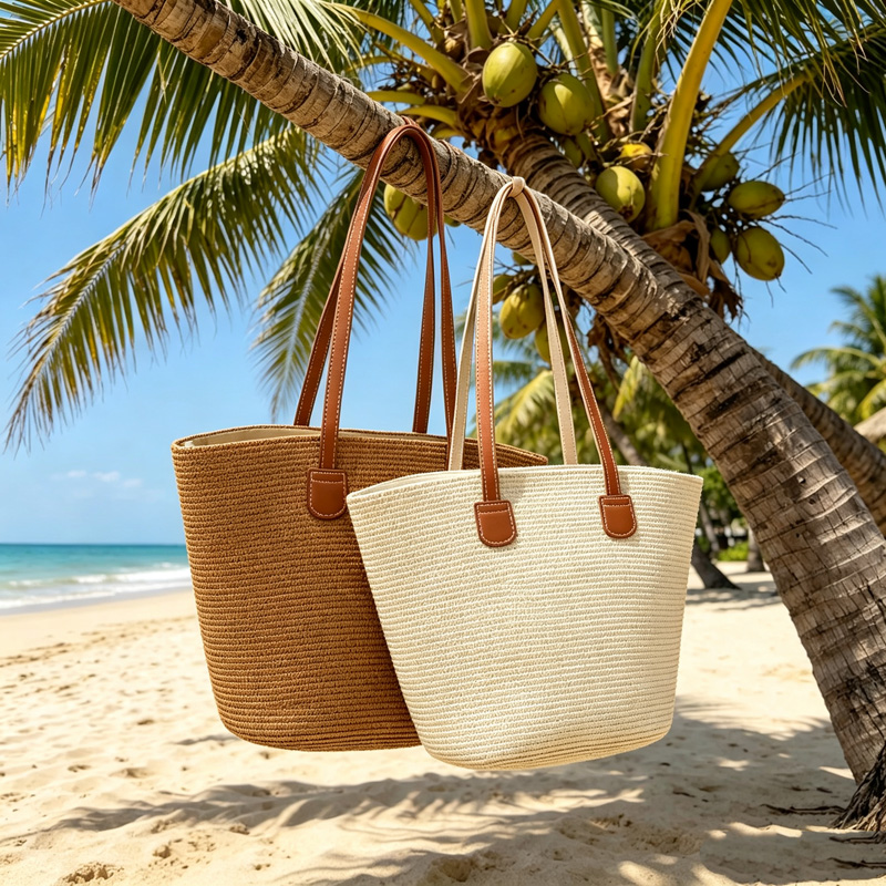 CLAREGQI กระเป๋าโท้ทสานสีพื้นส - Woven Straw Bag บทวิจารณ์และราคา