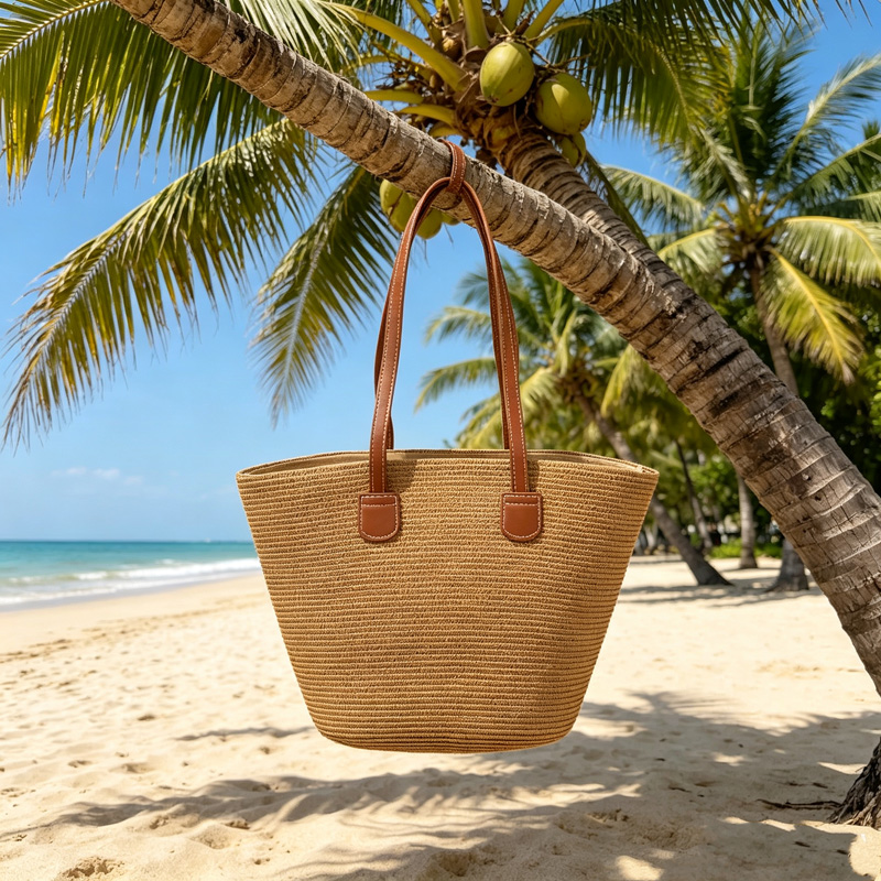 CLAREGQI กระเป๋าโท้ทสานสีพื้นส - Woven Straw Bag บทวิจารณ์และราคา
