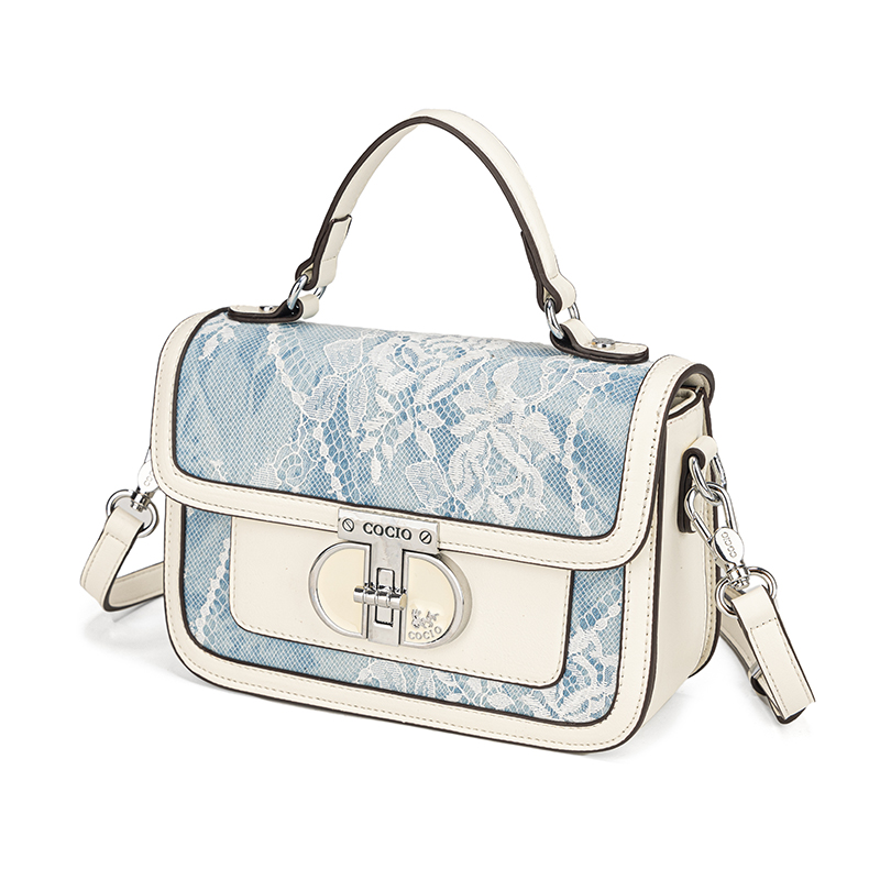 กระเป๋าถือผู้หญิงสีน้ำเงินขาว  - Top Handle Structured บทวิจารณ์และราคา